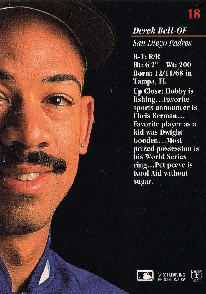 Derek Bell  baseball card collectible - Main Image 2