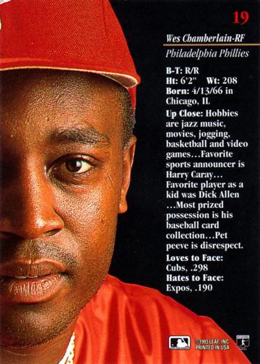 Wes Chamberlain  baseball card collectible - Main Image 2