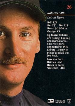 Rob Deer  baseball card collectible - Main Image 2