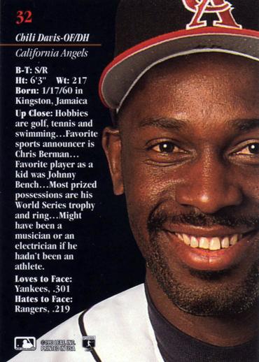 Chili Davis  baseball card collectible - Main Image 2