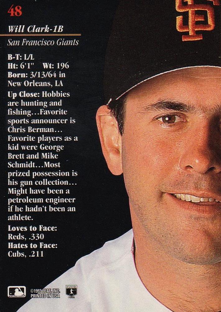 Will Clark  baseball card collectible - Main Image 2