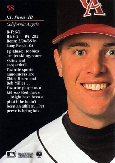 J.T. Snow  baseball card collectible - Main Image 2