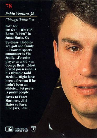 Robin Ventura  baseball card collectible - Main Image 2