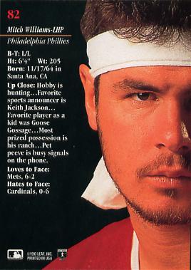 Mitch Williams  baseball card collectible - Main Image 2