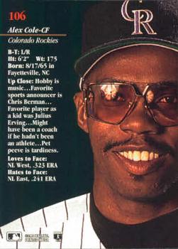 Alex Cole  baseball card collectible - Main Image 2