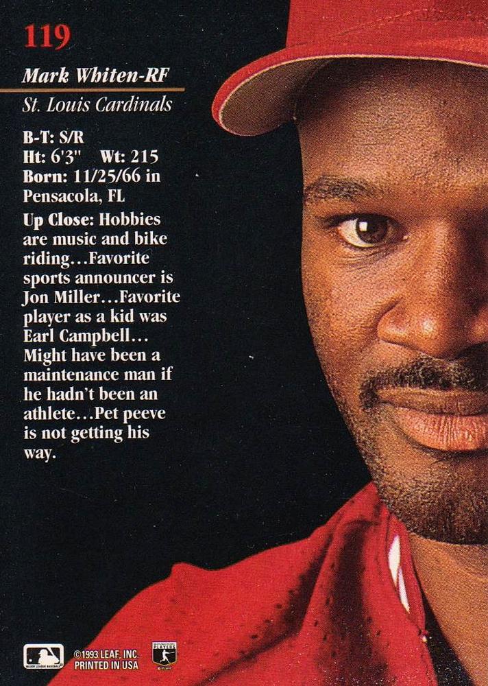 Mark Whiten  baseball card collectible - Main Image 2