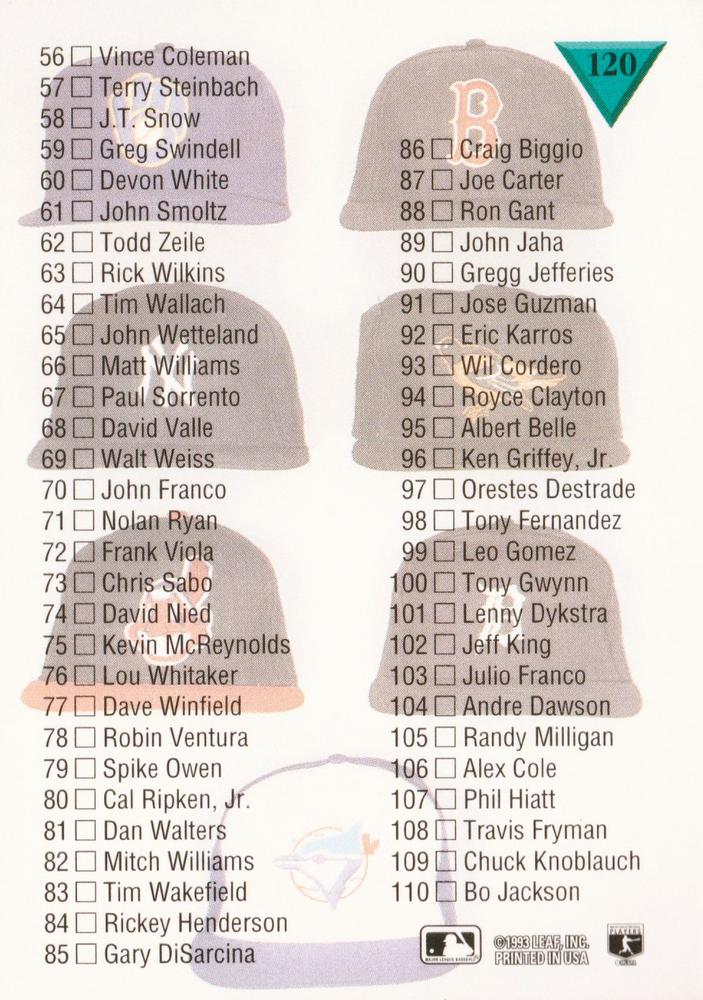 Checklist 1-110  baseball card collectible - Main Image 2