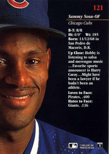 Sammy Sosa  baseball card collectible - Main Image 2