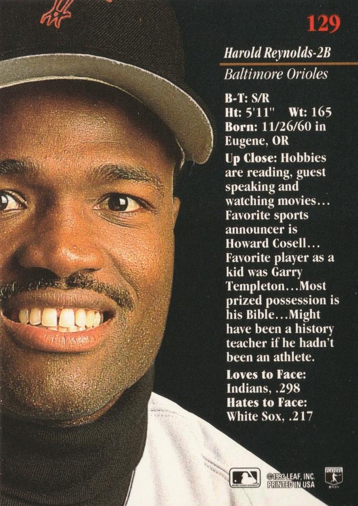 Harold Reynolds  baseball card collectible - Main Image 2