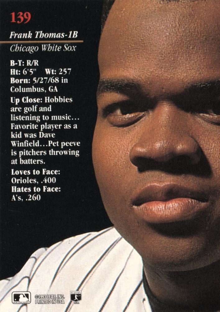 Frank Thomas  baseball card collectible - Main Image 2
