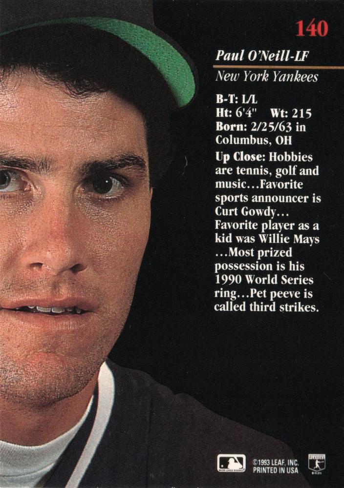 Paul O’Neill  baseball card collectible - Main Image 2