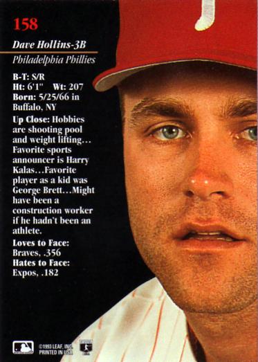 Dave Hollins  baseball card collectible - Main Image 2