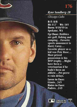 Ryne Sandberg  baseball card collectible - Main Image 2