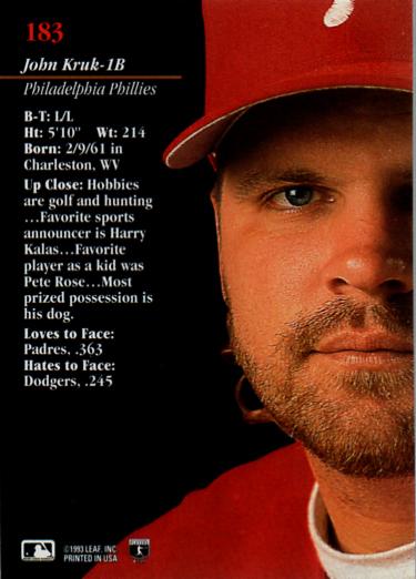 John Kruk  baseball card collectible - Main Image 2