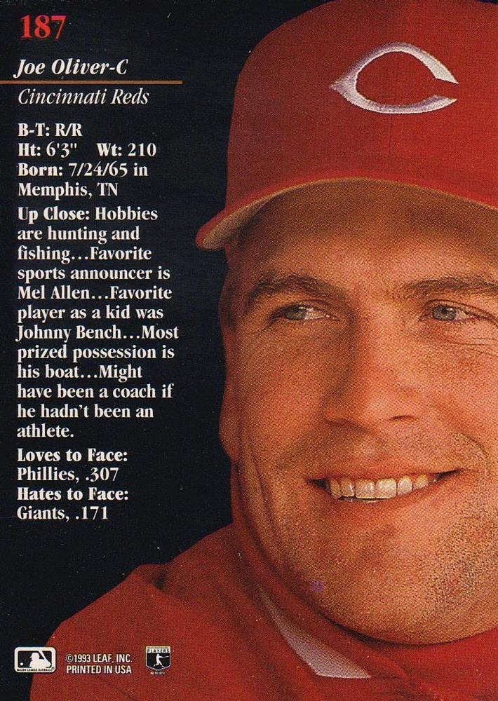 Joe Oliver  baseball card collectible - Main Image 2