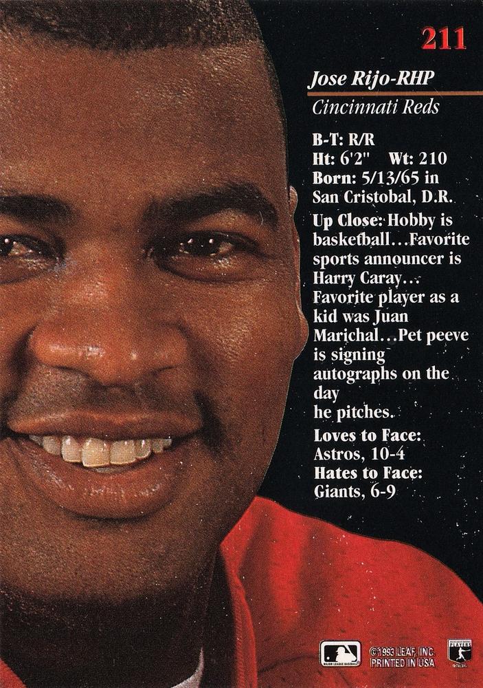 Jose Rijo  baseball card collectible - Main Image 2