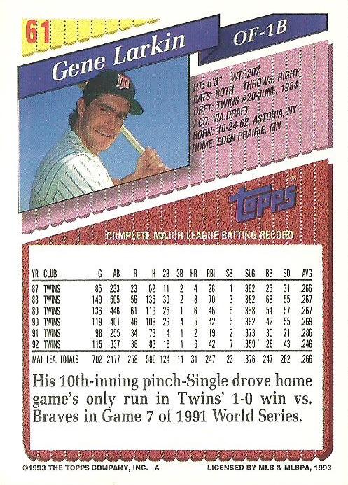 Gene Larkin  baseball card collectible - Main Image 2