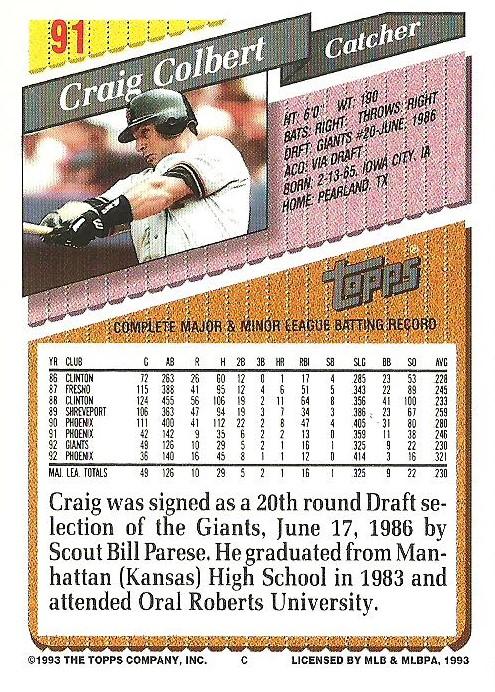 Craig Colbert  baseball card collectible - Main Image 2