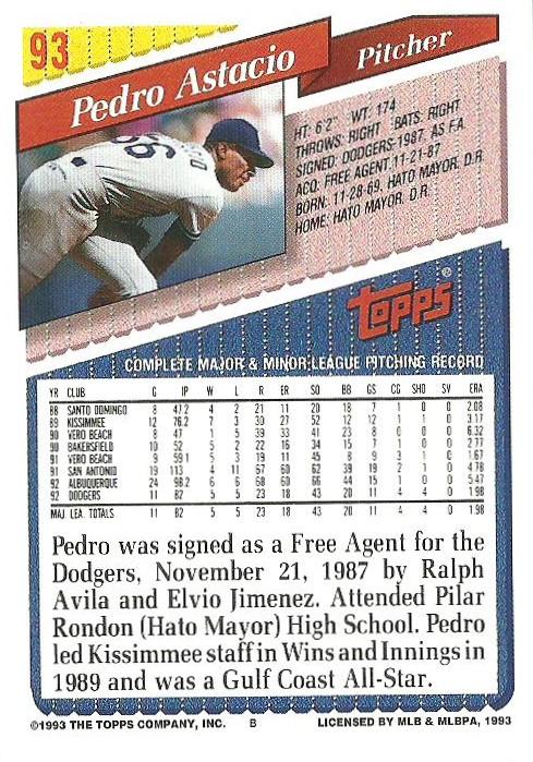 Pedro Astacio  baseball card collectible - Main Image 2