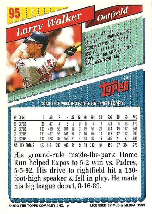 Larry Walker  baseball card collectible - Main Image 2