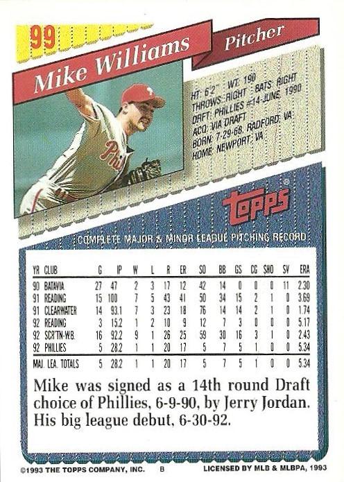 Mike Williams  baseball card collectible - Main Image 2