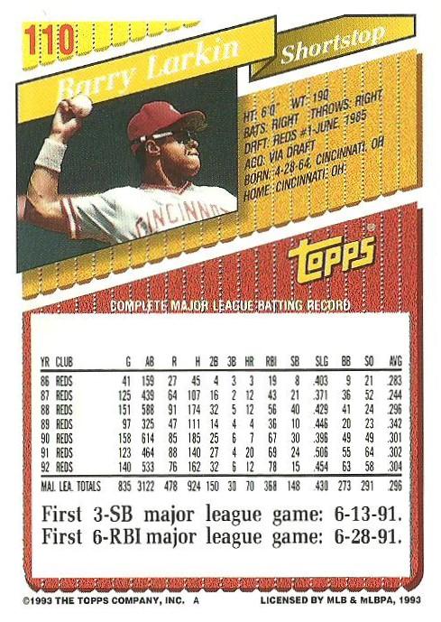 Barry Larkin  baseball card collectible - Main Image 2