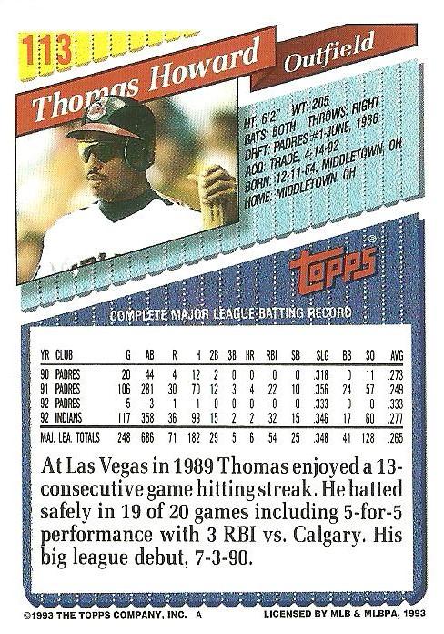 Thomas Howard  baseball card collectible - Main Image 2