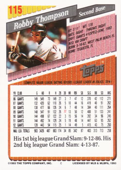 Robby Thompson  baseball card collectible - Main Image 2