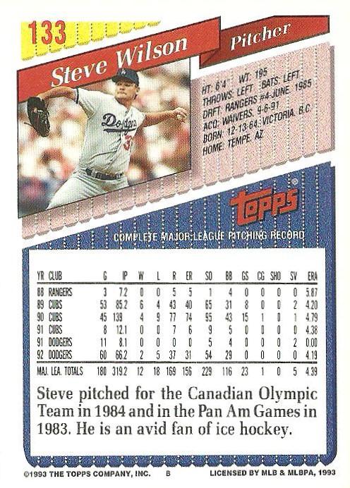 Steve Wilson  baseball card collectible - Main Image 2