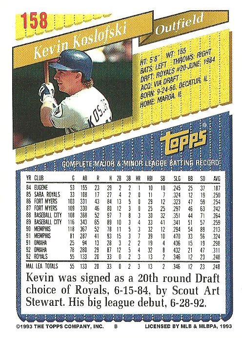 Kevin Koslofski  baseball card collectible - Main Image 2