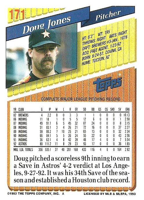 Doug Jones  baseball card collectible - Main Image 2