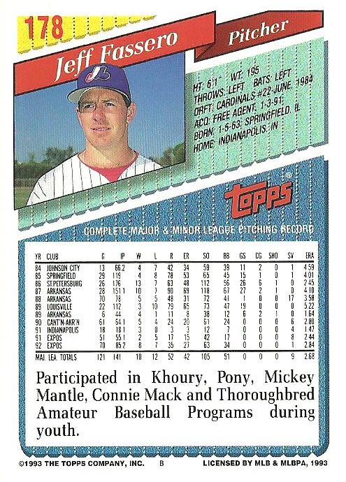 Jeff Fassero  baseball card collectible - Main Image 2