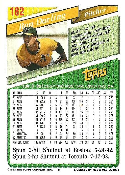 Ron Darling  baseball card collectible - Main Image 2