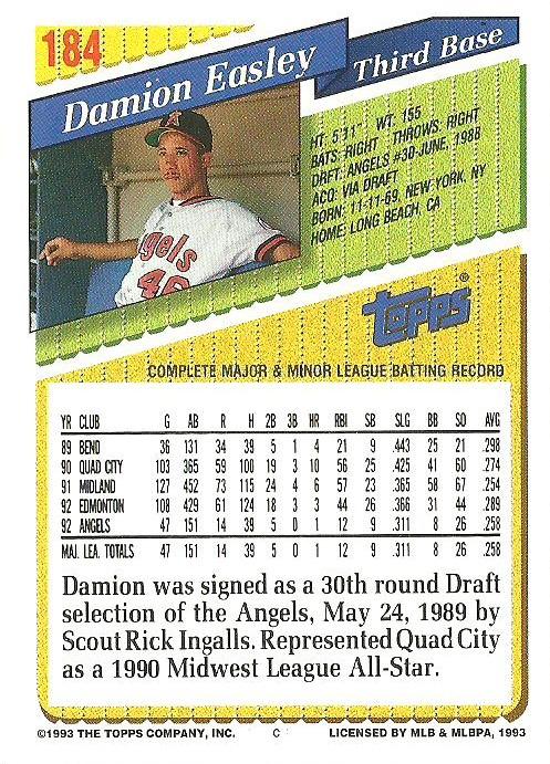 Damion Easley  baseball card collectible - Main Image 2