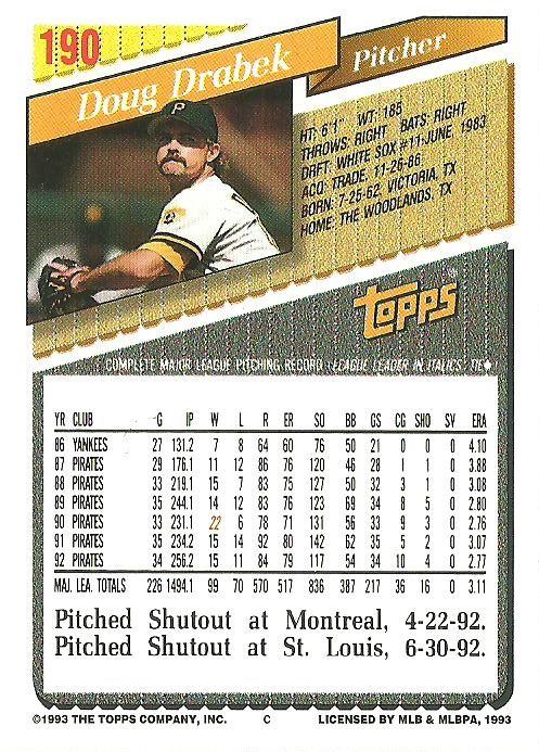 Doug Drabek  baseball card collectible - Main Image 2