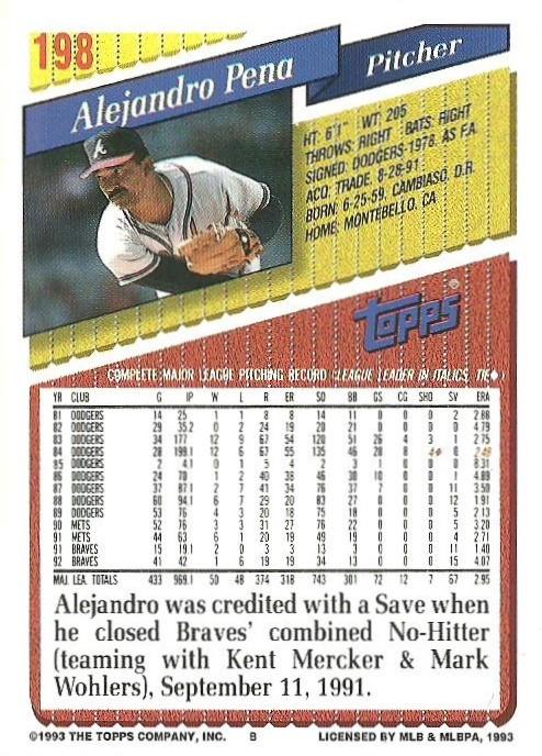 Alejandro Pena  baseball card collectible - Main Image 2