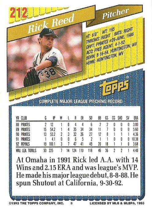 Rick Reed  baseball card collectible - Main Image 2