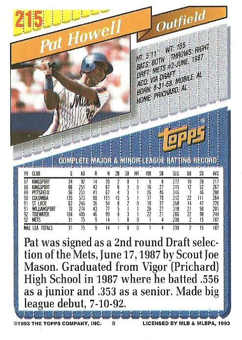 Pat Howell  baseball card collectible - Main Image 2