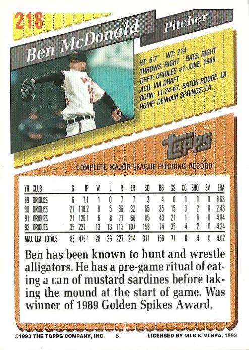 Ben McDonald  baseball card collectible - Main Image 2