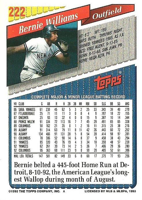 Bernie Williams  baseball card collectible - Main Image 2