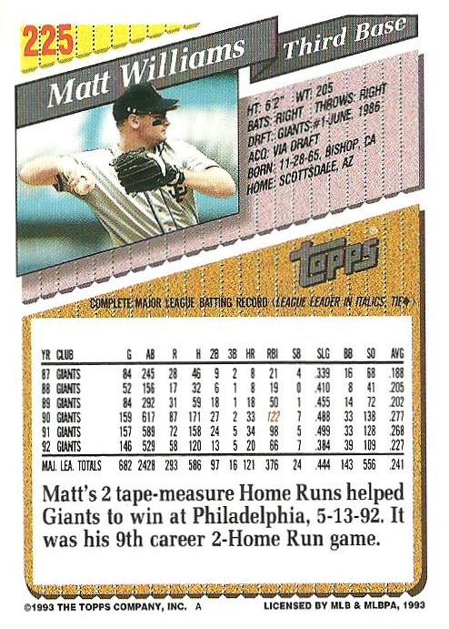 Matt Williams  baseball card collectible - Main Image 2