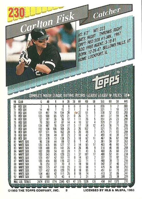 Carlton Fisk  baseball card collectible - Main Image 2