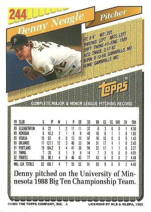 Denny Neagle  baseball card collectible - Main Image 2