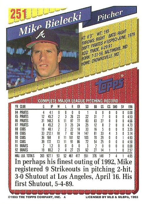 Mike Bielecki  baseball card collectible - Main Image 2