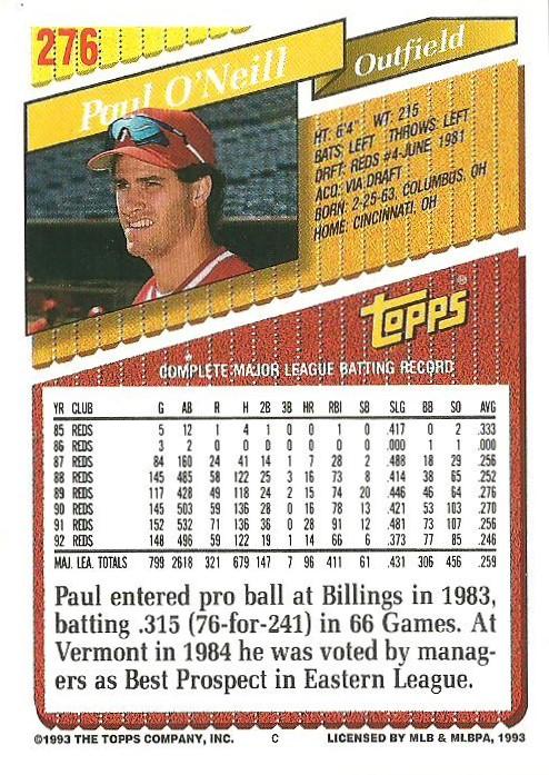 Paul O’Neill  baseball card collectible - Main Image 2