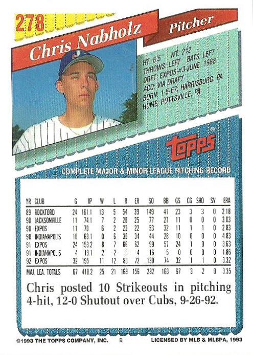 Chris Nabholz  baseball card collectible - Main Image 2