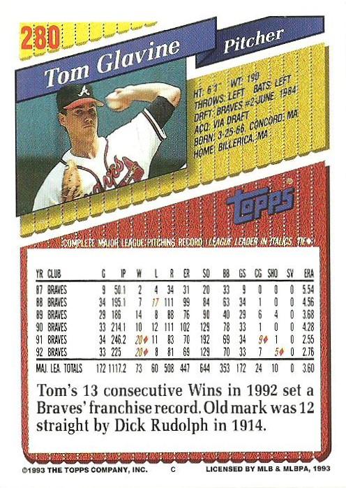 Tom Glavine  baseball card collectible - Main Image 2