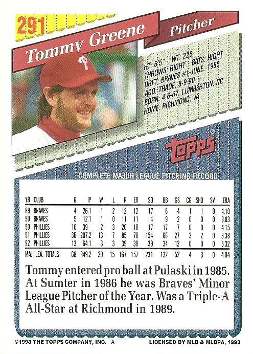 Tommy Greene  baseball card collectible - Main Image 2