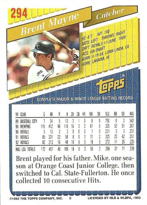 Brent Mayne  baseball card collectible - Main Image 2