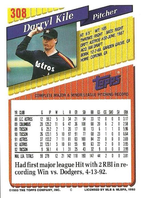 Darryl Kile  baseball card collectible - Main Image 2